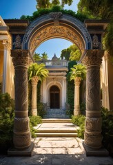 stunning architectural columns framing remarkable entrance intricate details elegant design elements, architecture, frame, structure, post, space
