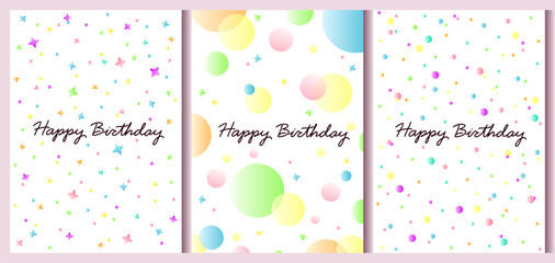 Naklejka premium A set of cute greeting cards. Happy Birthday. Vector illustration. 