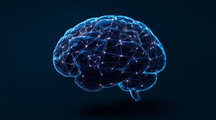A futuristic representation of a brain with interconnected nodes, symbolizing neural networks and advanced technology.