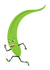 Green leaves character. Cute happy funny smiling leaf character. illustration isolated on white background