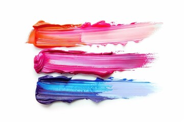 Cosmetic lip gloss sample set with colorful smudge strokes on white background Lipstick shades