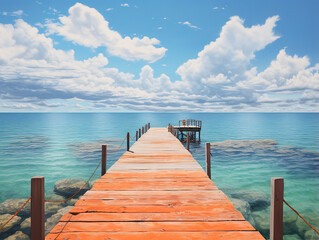 Obraz premium Awesome Wooden harbor in the sea water