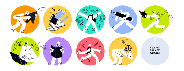 Education. Vector illustration banner of education, learning, back to school, online course and training, distance education and e-learning.