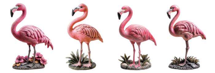 Pink flamingo garden statues decorative outdoor animal ornaments for yard decor transparent background