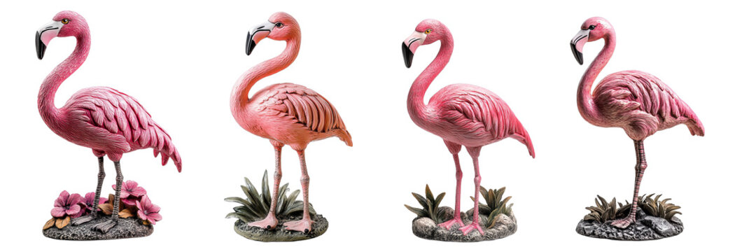 Pink flamingo garden statues decorative outdoor animal ornaments for yard decor transparent background