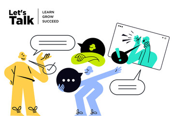 Language school. Vector illustration banner of education, learning, language school, online course and training, distance education and e-learning.