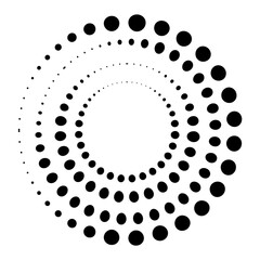 Halftone dotted speed lines circle. Geometric art in circle form. Round swirl movement symbol. Halftone circular dotted frame. design element