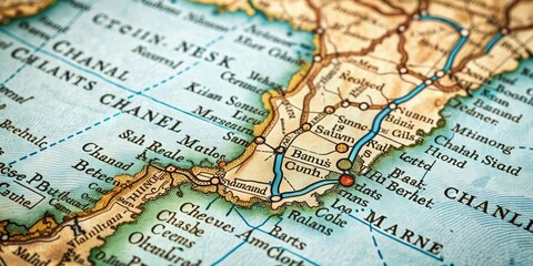 Aged vintage map of Bristol Channel, UK, from a 1960s-1970s Australian school atlas, showcasing a nostalgic blend of geography, history, and cultural heritage.