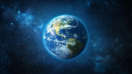 A detailed view of the planet Earth with North America, South America, and the Caribbean Sea.