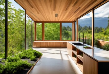 sustainable architecture showcasing eco friendly building materials featuring abundant natural light enhanced interior spaces, green, energy, efficiency