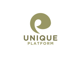 Fototapeta premium Double Line Abstract Initial Letter P Logo. 