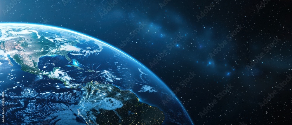 Wall mural view of part of planet earth seen from outer space