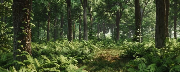 Thick underbrush in a summer forest, 4K hyperrealistic photo