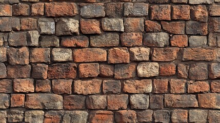 Naklejka premium antique brick wall background, ancient red brick masonry surface. Generative ai