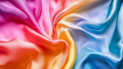 Obraz premium Colorful silk fabric, intricate folds, high definition