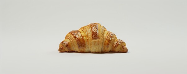 Freshly baked croissant on white background, 4K hyperrealistic photo