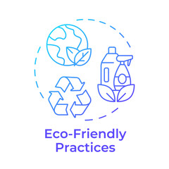 Eco-friendly practices blue gradient concept icon. Sustainable cleaning products. Ecology preservation, ecosystem. Round shape line illustration. Abstract idea. Graphic design. Easy to use