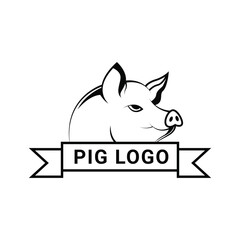 pig vintage logo design concept idea