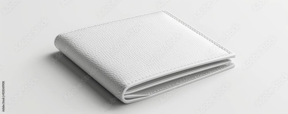 Wall mural White leather wallet on white background, 4K hyperrealistic photo