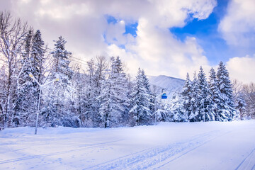 Ski resort Bansko, Bulgaria, ski lift