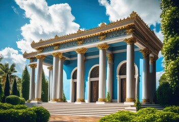 Fototapeta premium elegant architectural columns framing majestic entrance impressive design detail, architecture, structure, grandeur, elegance, symmetry, style, classic