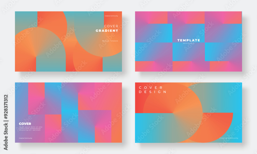 Wall mural set of template background design vector. collection of creative abstract gradient vibrant colorful 