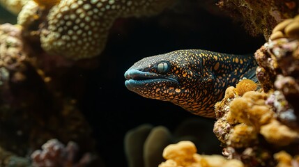 Moray Eel Close-up in Coral Reef Habitat