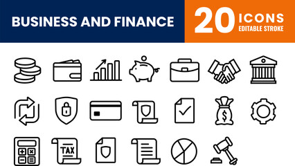 Set of Business and Finance line icon vector design