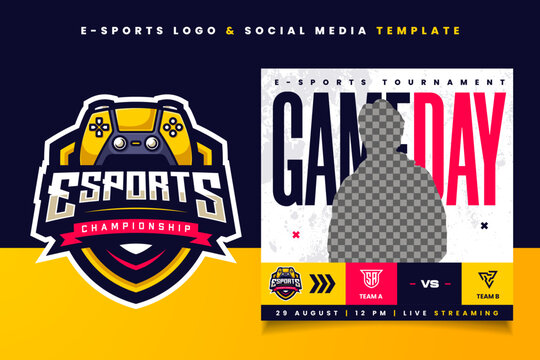 E-sports Logo and Banner Flyer Template for Gaming Team or Tournament