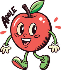 Dancing Apple Illustration - Lively and Fun Vector Art.