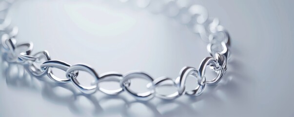 Obraz premium Shiny silver necklace on white background, 4K hyperrealistic photo