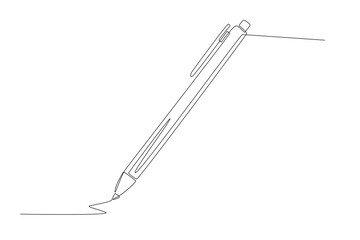 Pen. Pencils and pens concept one-line drawing
