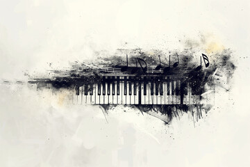 piano black and white texture Generative AI	
