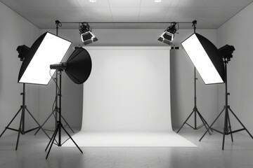 Professional photography studio setup with lighting equipment