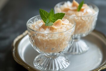 Dessert made with sago coconut milk and water chestnuts