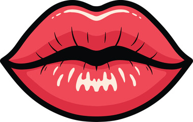 Obraz premium Glossy Girl Lips Kiss Illustration