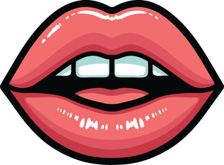 Glossy Girl Lips Kiss Illustration