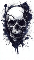 Grunge Skull with Ink Splatter