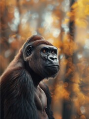 Obraz premium Close up portrait of Western Lowland Gorilla, Gorilla gorilla species, in the wild