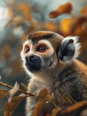 Focused Close Up of a Squirrel Monkey in the Tropics