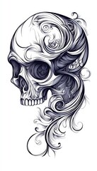 Ornate Skull with Floral Design