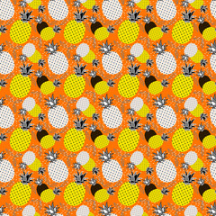 Pineapple pattern background design for background, wallpaper, carpet, wrapping, fabric, textile fashion wearing.