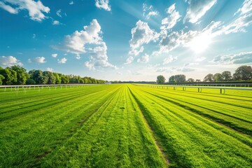Naklejka premium Empty sunny summer horse racing track