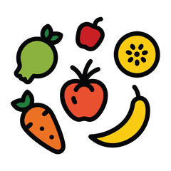 set of fruits and vegetables