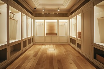 Fashion store with stylish interior empty dressing room