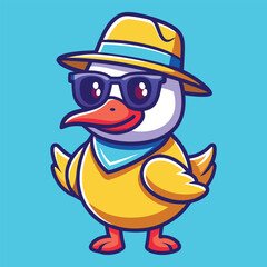 Cute Duck Cartoon Vector Icon Illustration