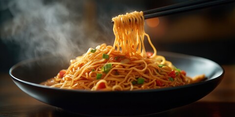 Bowl of Noodles with Chopsticks