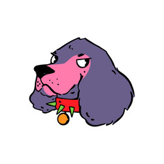 Cute spaniel dog with collar. Trendy vector illustration.