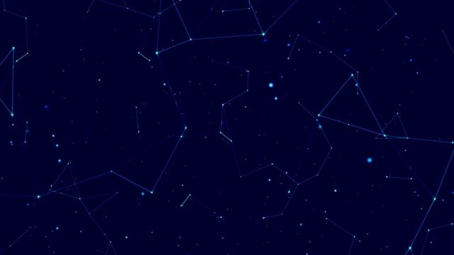 Expanding universe blue galaxy animation, stars and constellations