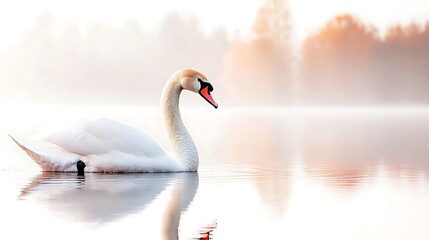 Obraz premium White swan on the lake